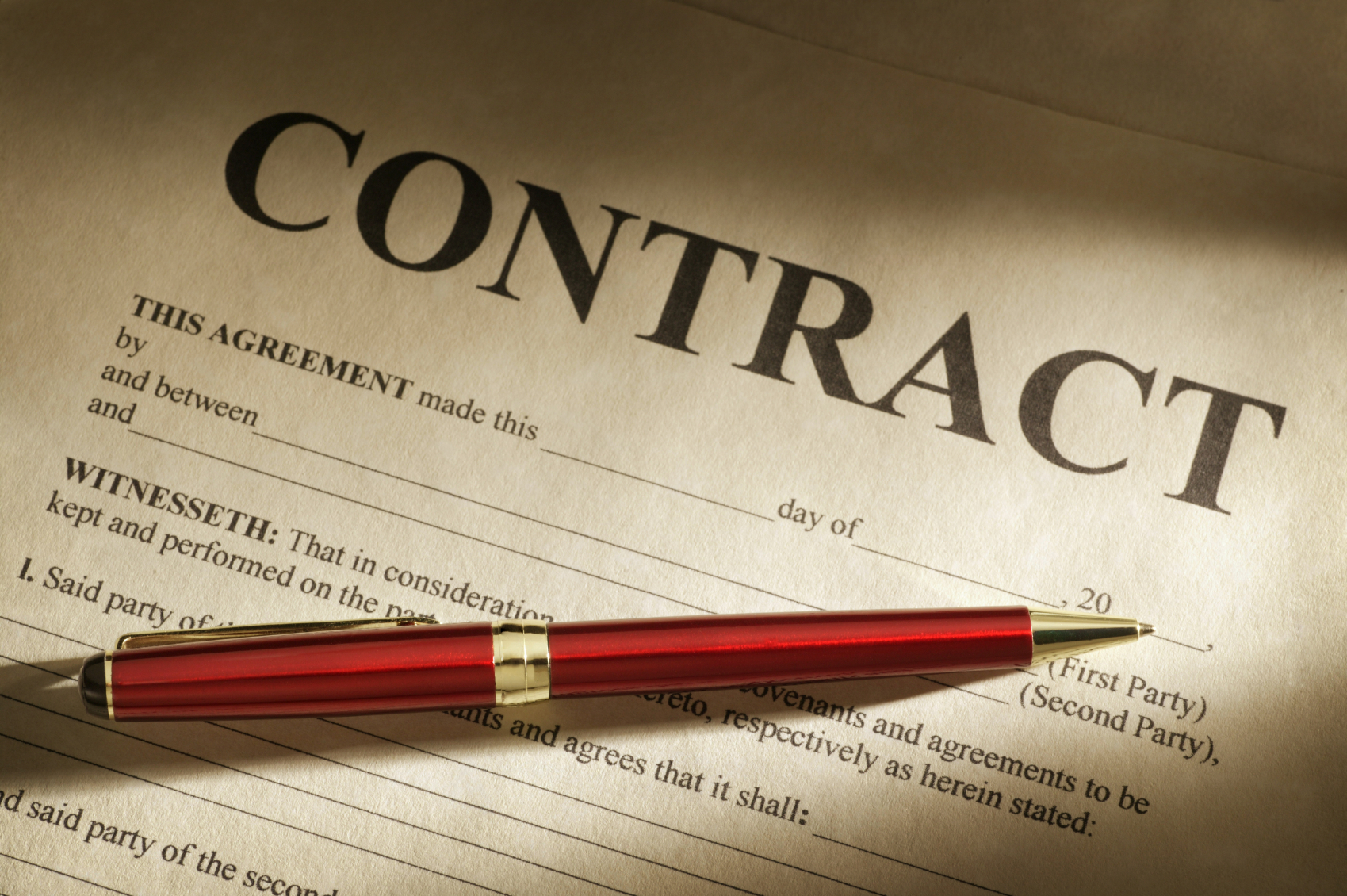 Contract and pen